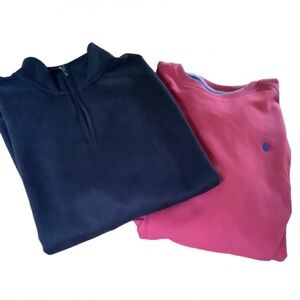 2 Men’s Sweatshirts Size XXL Red Izod and Black Croft & Barrow Quarter Zip
